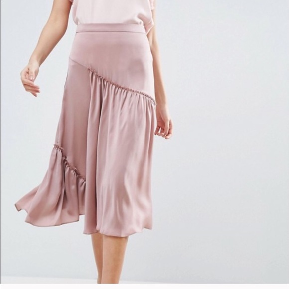 ASOS Dresses & Skirts - • ASOS | Mauve Satin Tiered Wrap Skirt •